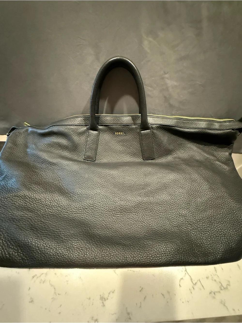 Fossil Men's Black Pebbled Leather Duffel
